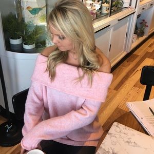 Pink off the shoulder sweater